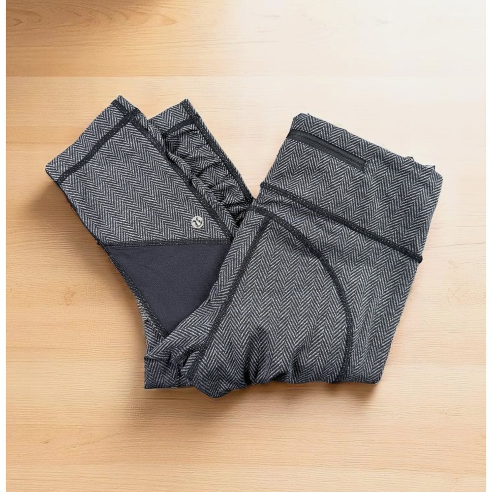 Lululemon Leggings Women 6‎ Gym Lounge Run In The Flow Crop Stretch Ruched Gray